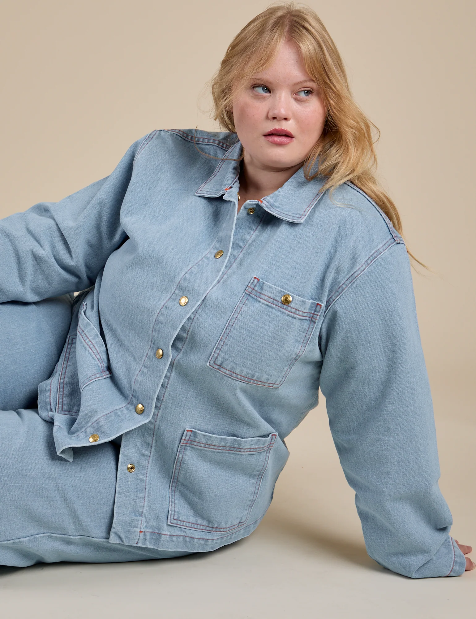 Indigo Denim Work Jacket - Light Wash - Image 19