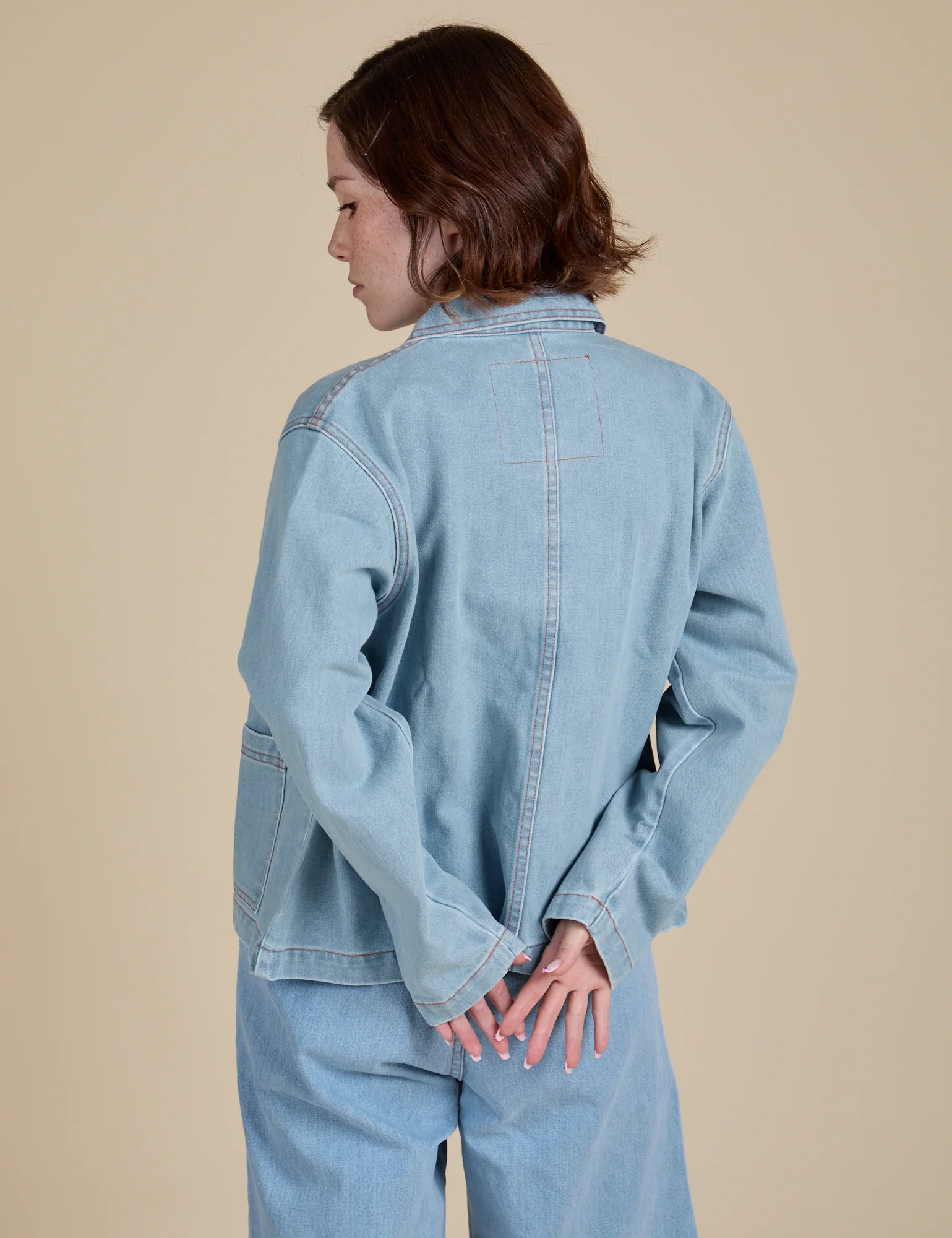 Indigo Denim Work Jacket - Light Wash - Image 26